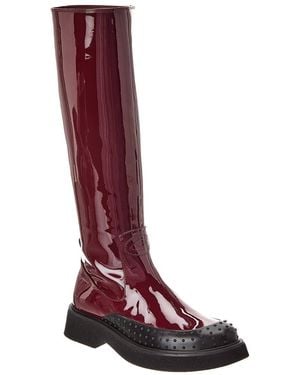 Tod's Tods Gomma Patent Knee-High Boot - Red