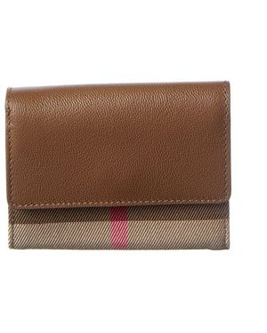 Burberry Check E-Canvas & Leather Card Case - Brown