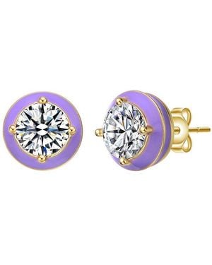 Rachel Glauber 14k Plated Cz Studs - Blue