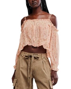 Free People Marlow Smocked Blouse - Brown