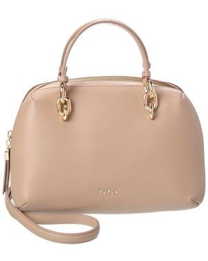 Furla Galassia Medium Leather Boston Bag - Natural