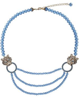 Eye Candy LA Julia Leopard Beaded Necklace - Blue