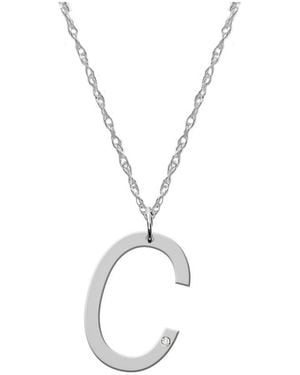 Jane Basch Silver Diamond Block 24in Initial Necklace (a-z) - Metallic