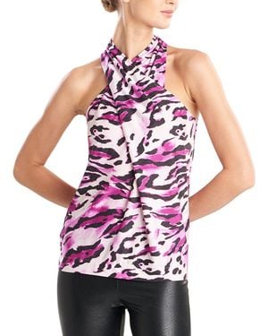 Natori Lynx Asymmetrical Crossover Halter Tank - White