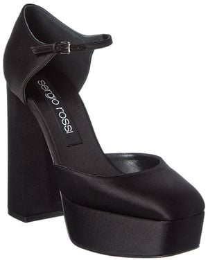 Sergio Rossi Alicia 80 Satin Platform Pump - Black