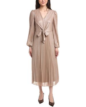 Joseph Ribkoff Pleated Wrap Dress - Natural