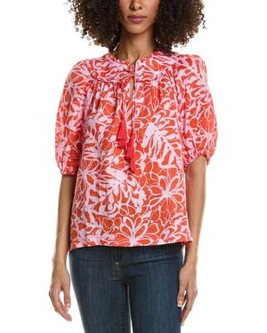 tyler boe Margarita Tie-Front Linen Blouse - Red
