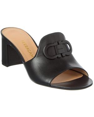 Ferragamo Gancini Leather Sandal - Black