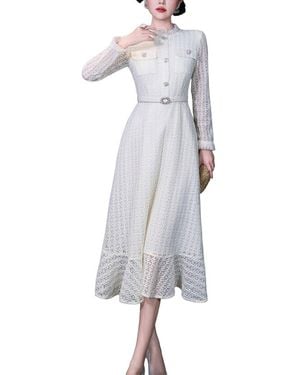 BURRYCO Long Sleeve Midi Dress - White