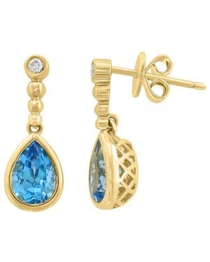 Effy Fine Jewelry 14K 1.54 Ct. Tw. Diamond & Topaz Earrings - Metallic