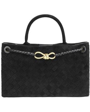 Tiffany & Fred Paris Tiffany And Fred Paris Woven Suede Leather Top Handle Satchel - Black