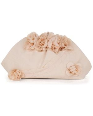 Badgley Mischka Satin Jacquard Clutch - Natural