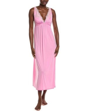 Natori Enchant Lace Applique V-Neck Slip Gown - Pink