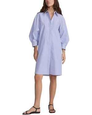 Lafayette 148 New York Lantern Sleeve Shirtdress - Blue