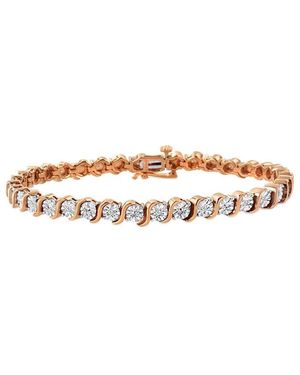 Haus of Brilliance 14K Rose Over 0.10 Ct. Tw. Diamond Link Bracelet - White