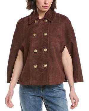 Alice + Olivia Reynalda Suede Mini Cape - Brown
