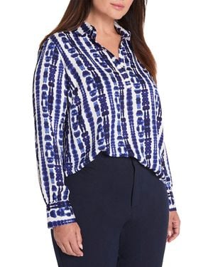 NIC+ZOE Plus Shibori Stripe Top - Blue