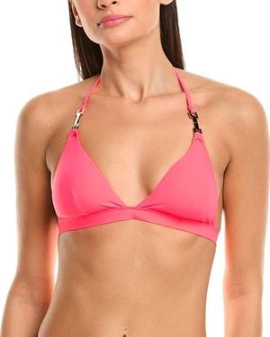 Reiss Riah Fixed Triangle With Trim Bikini Top - Pink