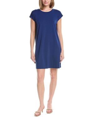 Eileen Fisher Crew Neck Boxy Shirtdress - Blue