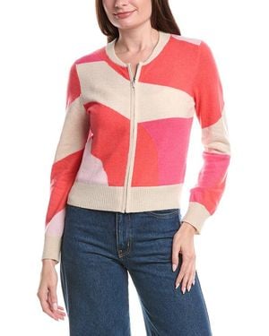 Isla Kali Geo Intarsia Cashmere Bomber Jacket - Red
