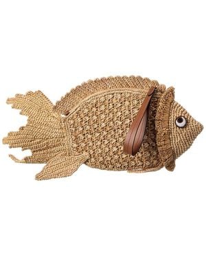 Anya Hindmarch Raffia Fish Clutch - Brown