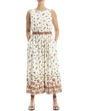 Max Studio Boat Neck Linen-Blend Maxi Dress - Natural