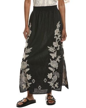 Johnny Was High Slit Linen Maxi Skirt - Black