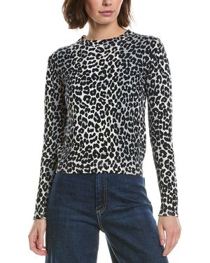 Brodie Cashmere Leopard Crewneck Cashmere-Blend Jumper - Black