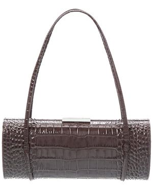 Michael Kors Natalie Double Strap Croc-Embossed Patent Barrel Bag - Brown