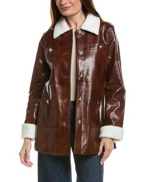 Pascale La Mode Faux Leather Jacket - Brown