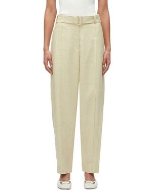 3.1 Phillip Lim Tailored Belted Tapered Linen-Blend Trouser - Green