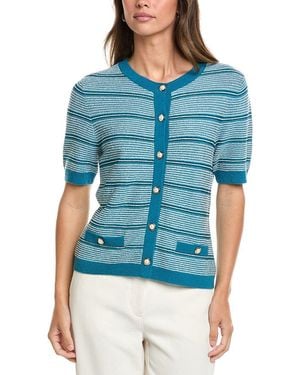 St. John Wool-Blend Cardigan - Blue