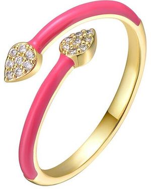 Rachel Glauber 14k Plated Cz Heart Ring - Pink