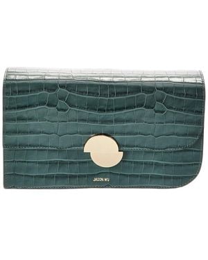 Jason Wu Croc-Embossed Leather Clutch - Green