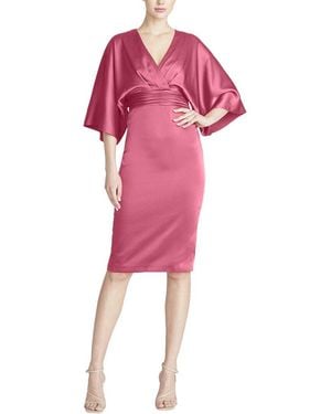 THEIA Kimono Satin Cocktail Dress - Pink