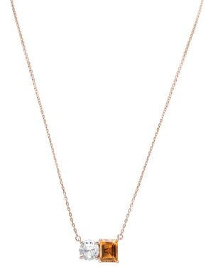 Suzy Levian Rose Gold Over Silver 5.00 Ct. Tw. Gemstone Toi Et Moi Necklace - Metallic