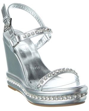 Christian Louboutin Pyrastrass 110 Leather Wedge Sandal - Metallic
