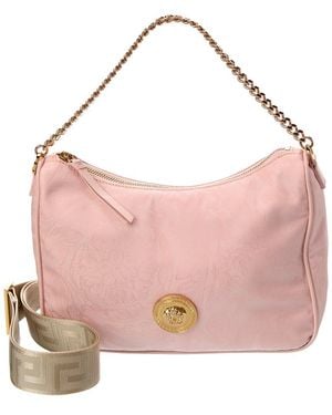 Versace Medusa Canvas & Leather Shoulder Bag - Pink