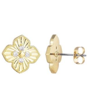 Adornia 14K Plated Cz Plate Pointed Prismatic Clover Stud Earrings - Metallic