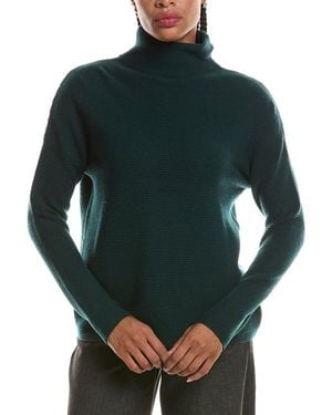 Forte Textured Slouchy Funnel Neck 100% Cashmere Jumper - Green