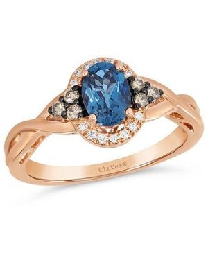 Le Vian Tranquility 14K Rose 0.88 Ct. Tw. Diamond & London Topaz Cocktail Ring - Blue