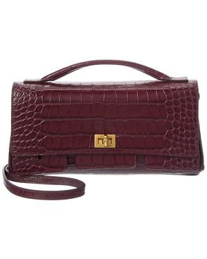 Balenciaga Croc-Embossed Shoulder Bag - Purple