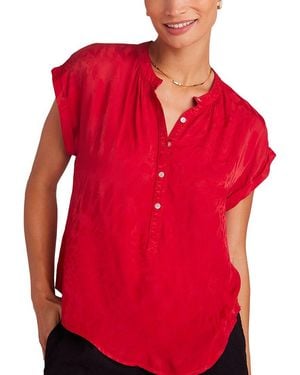 Bella Dahl Cap Sleeve Henley - Red