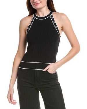 L'Agence Rosemary High-Neck Button Tank - Black