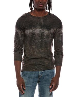 Autumn Cashmere Cement Print 100% Cashmere Crewneck Jumper - Black