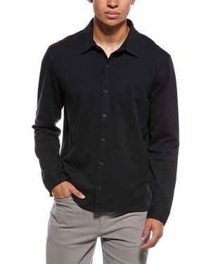 Vince Herringbone Button Front Shirt - Black