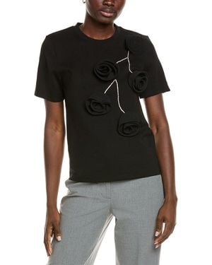 Gracia Rose Applique T-Shirt - Black