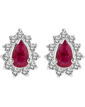 LEVARON 14K 0.70 Ct. Tw. Diamond & Ruby Earrings - Pink