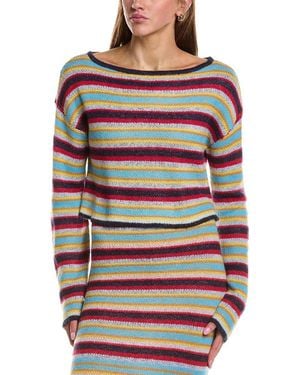 Rowing Blazers Stripe Long Sleeve Wool & Mohair-Blend Top - Red