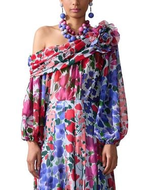 Carolina Herrera One Shoulder Draped Top - Red